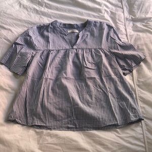 Madewell blue and white blouse